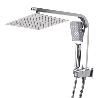 High Pressure Shower Head Set Rain Square Silver