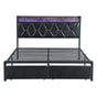 Levede Queen Metal Bed Frame LED Lights 2 Drawers