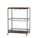 Levede Wooden Bar Cart Drinks Trolley 3 Tire