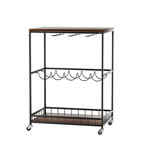 Levede Wooden Bar Cart Drinks Trolley 3 Tire-1954802348551442433