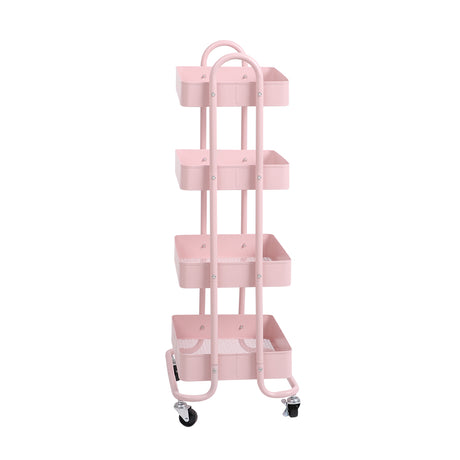 Levede 4 Tiers Kitchen Trolley Cart Pink-2018816727307128833