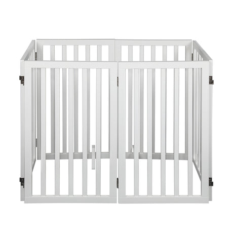 PaWz Wooden Pet Gate Dog Fence Safety White 6 Panels-2018816846903513089