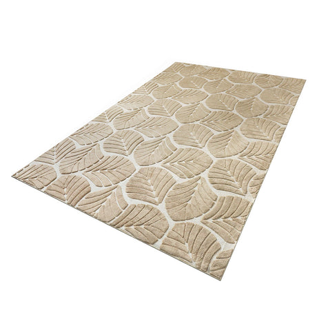 Marlow Floor Rug Soft Embossed Carpet Non Slip Plush Shaggy Rugs Leaf Pattern-2006732849025257473