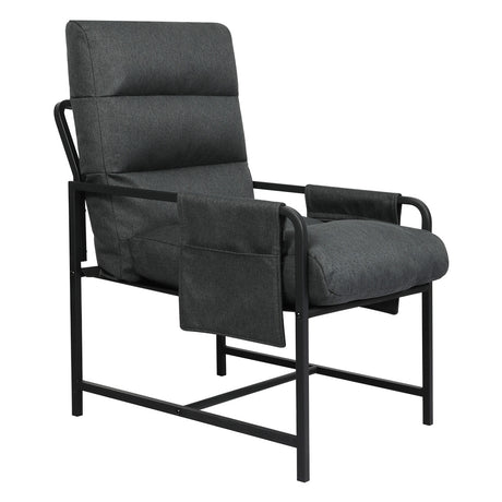 Levede Metal Framed Lounge Chair Linen in Dark Grey-2018816855510224897