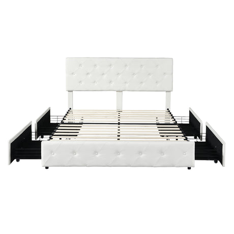 Levede Queen Bed Frame Tufted 4 Drawer-2006733226000912385