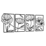 Yezi Metal Wall Art 4Pcs Floral Minimalist Line Decor-2006732700534312961