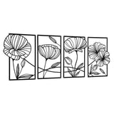 Yezi Metal Wall Art 4Pcs Floral Minimalist Line Decor