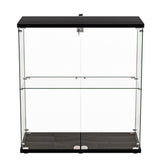 Stacked Glass Display Cabinet Lockable Collections Storage 2 Tier Shelf 2 Door-2018816913244819457