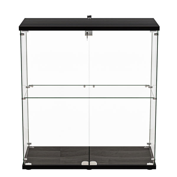 Stacked Glass Display Cabinet Lockable Collections Storage 2 Tier Shelf 2 Door-2018816913244819457