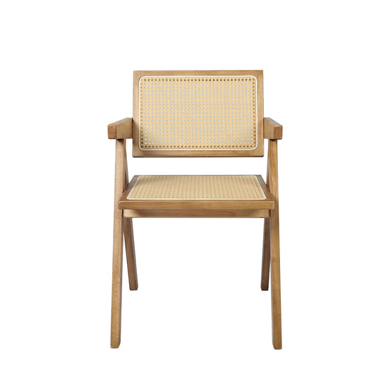 Levede 1x Dining Chair Solid Wood Rattan Natural-2006733274801639425