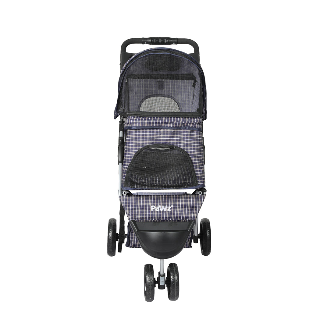 PaWz Large Pet Stroller Dog Cat Carrier Plaid-2006733030680563713