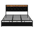 Levede King Bed Frame Leather Headboard RGB 2 Drawers-2006732795694682113