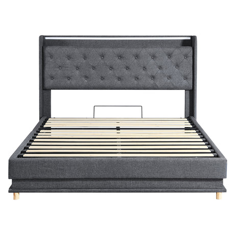 Levede Double Bed Frame Gas Lift LED Light-2006732862769991681