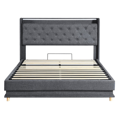Levede Double Bed Frame Gas Lift LED Light