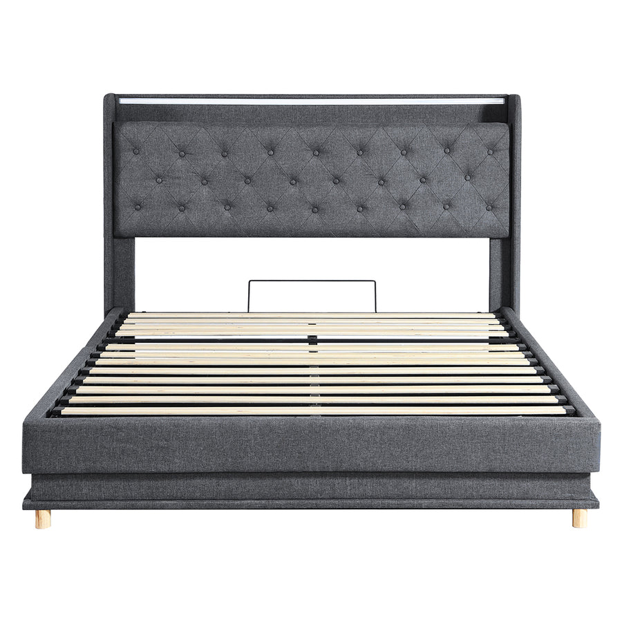 Levede Double Bed Frame Gas Lift LED Light-2006732862769991681