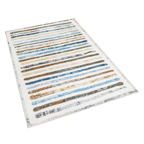 Marlow Floor Rug Short Pile Washable Carpet Soft Plush Non Slip Stripe 200x230-2006732847288815617
