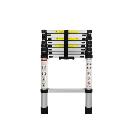 Traderight Multipurpose Ladder Telescopic 2.6M Silver 2.6 Meter-2006733178592694273
