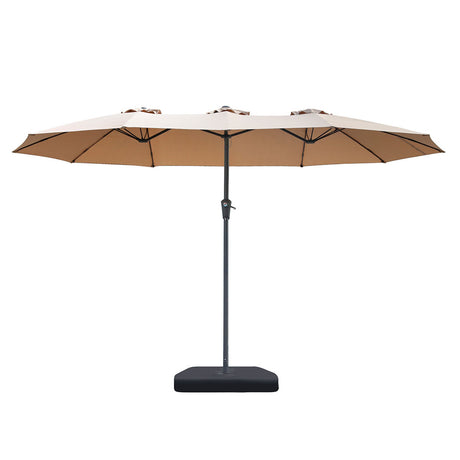 Centra 4.5M Double-sided Patio Umbrella Outdoor Umbrella Base Stand Khaki-1954802422325055489