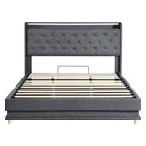 Levede King Bed Frame Gas Lift Storage LED Light USB-2006733381597007873