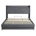 Levede King Bed Frame Gas Lift Storage LED Light USB-2006733381597007873