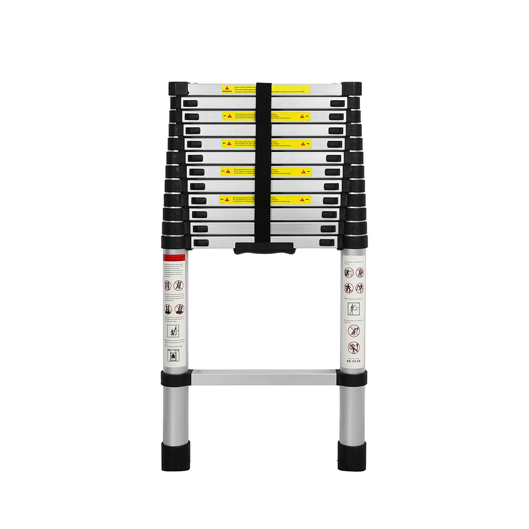 Traderight Multipurpose Ladder Telescopic 3.8M Silver 3.8 Meter-2006733179595132929