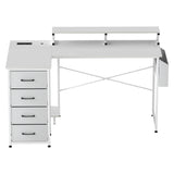 Levede L Shaped Gaming Desk with Storage Drawers White