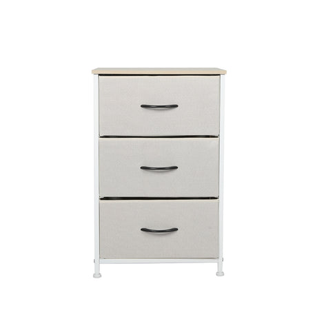 Levede Chest of 3 Drawers Bedside Table Beige-2006733263275692033