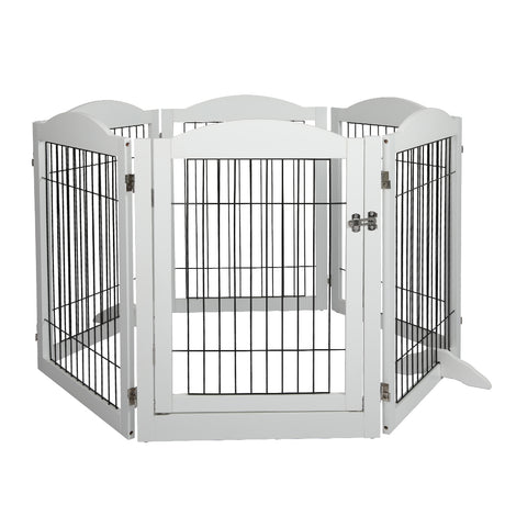 PaWz 6 Panels Pet Dog Playpen Puppy White-1954802560535760897
