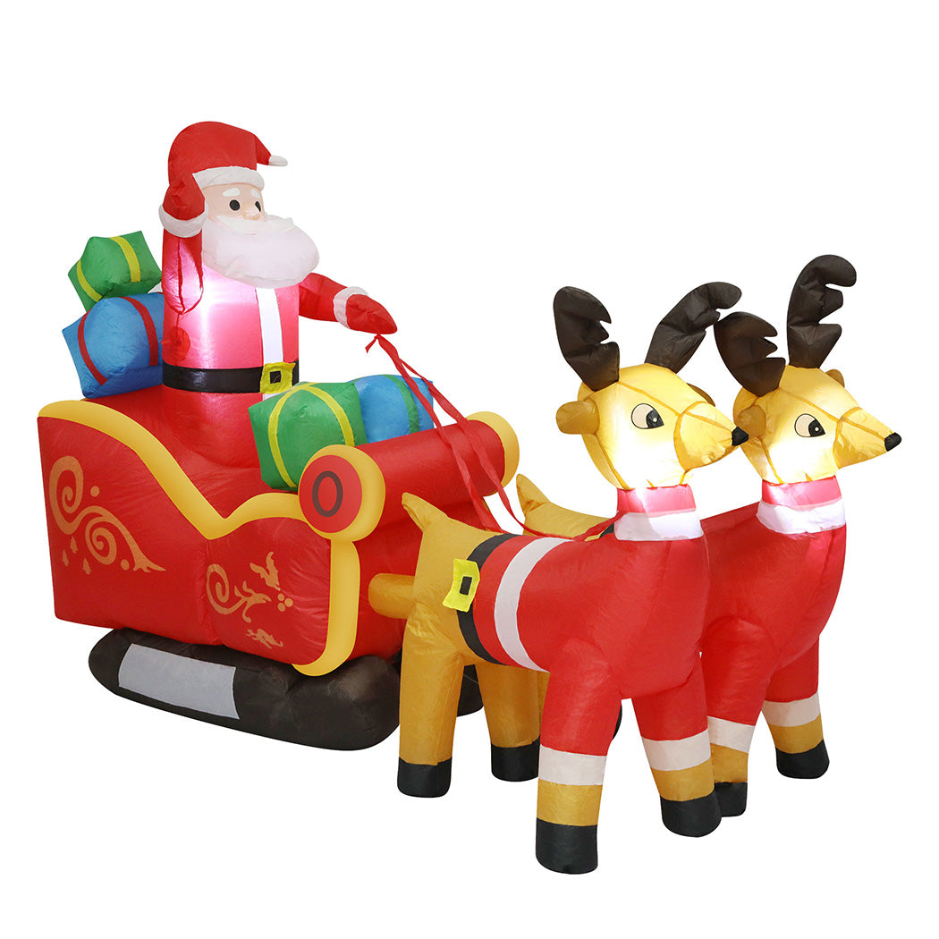 Santaco LED Inflatable Santa Sleigh Reindeer 2.2M-2006733375225860097