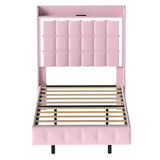 Levede Single Floating Bed Frame LED Headboard USB Pink-2006732795417858049