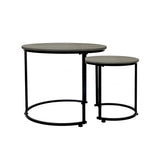 Levede Round Nesting Table Coffee Table Wood Side Table