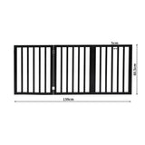 PaWz 3 Panels Wooden Pet Gate Dog Fence Black 139CM - Front View