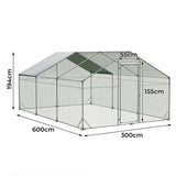 Pawz 600x300x194cm Large Metal Walk-in Chicken Coop Cage - Front View