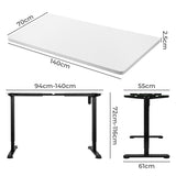 Levede Motorised Standing Desk Adjustable 140cm White 1000x 1MM - Front View