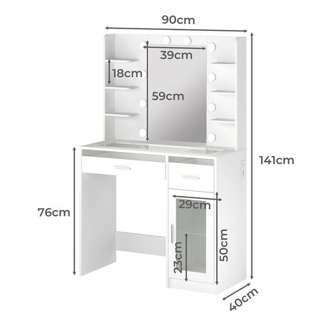 Levede Vanity Desk Makeup Mirror Storage Dressing Table-2011971131304710146
