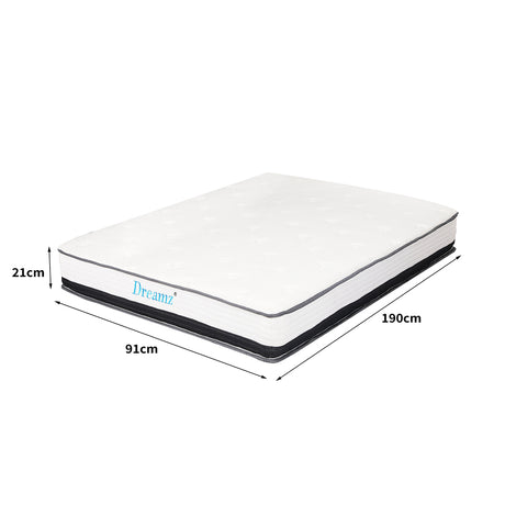 Dreamz Pocket Spring Mattress HD Foam Single-2006733090545864706