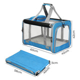 Pawz 3 in 1 Pet Soft Crate Dog Cat Carrier L Size Blue - Front View