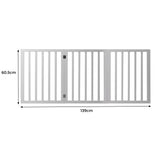 Wooden Pet Gate Dog Fence Retractable White 2000x 3MM - Front View
