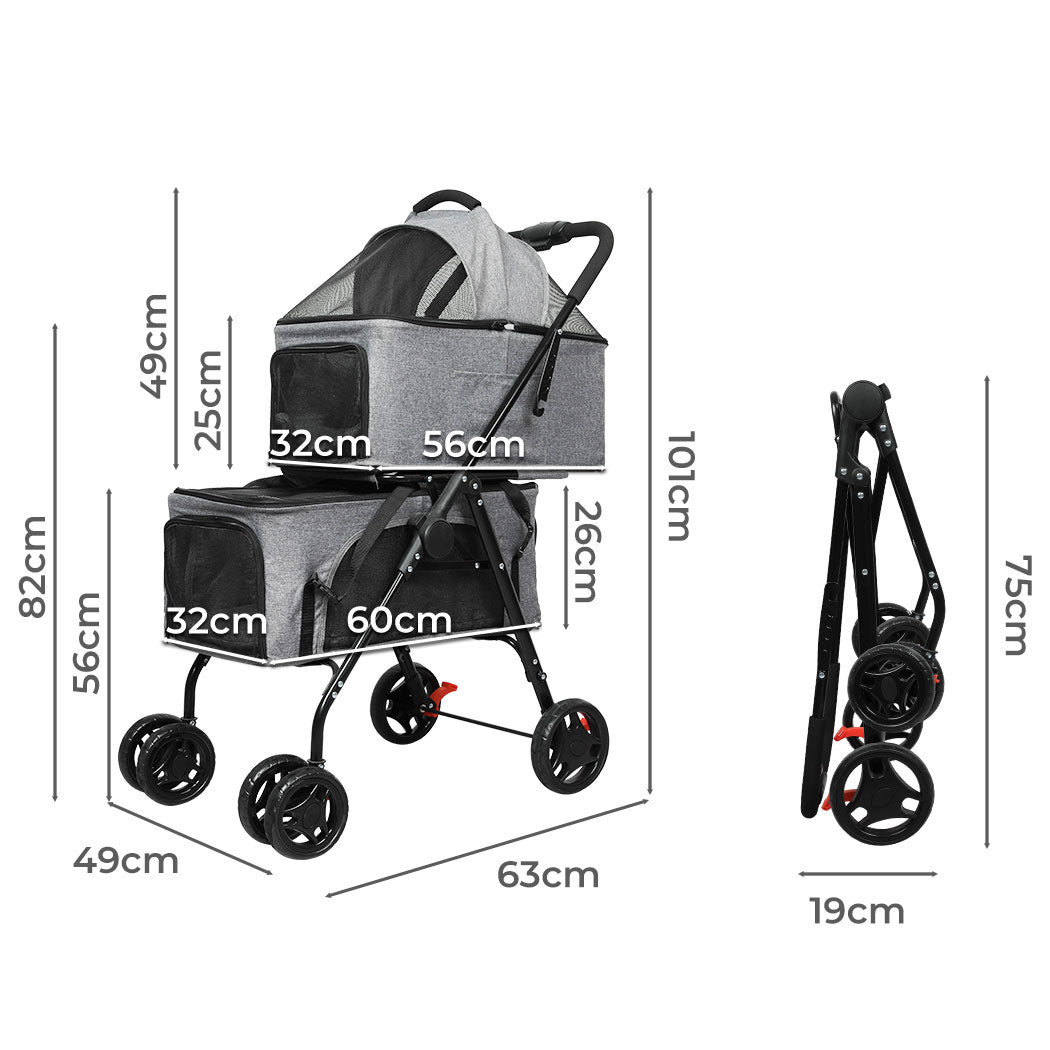 PaWz Two-tier Pet Stroller Double Dog-2006733032664469506