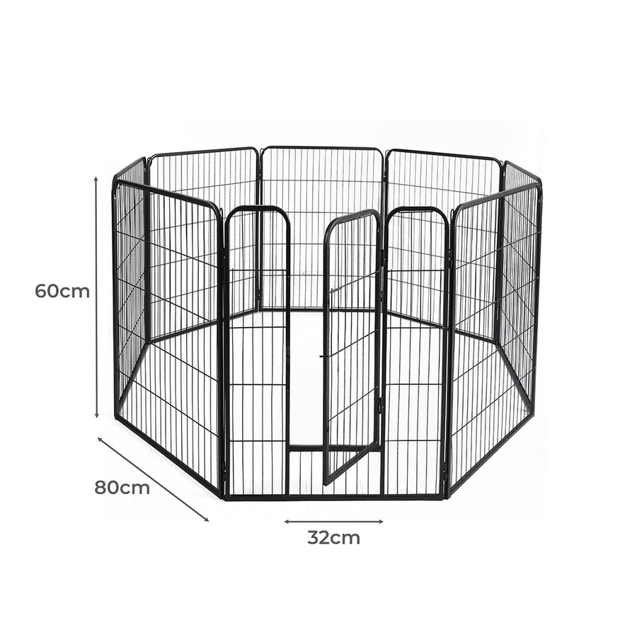 PaWz 8 Panel Pet Dog Playpen Puppy Exercise Black 24 inch-2018816872375521282
