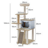 Pawz Cat Tree Tower Scratcher Wood Condo House 120cm - Front View