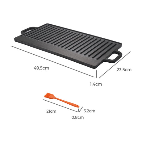 Toque 49.5cm Reversible Cast Iron Griddle Pan Non-Stick-2011971111797002242