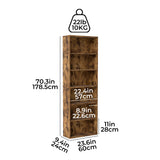 Levede 6 Tier Book Shelf Adjustable Shelves Walnut - Front View