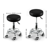 2x Levede Swivel Salon Barstool Hairdressing Black - Front View