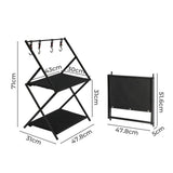 Levede Foldable Camping Storage Shelves 2 Layer with Hooks Black-2018816784416772098