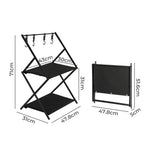 Levede Foldable Camping Storage Shelves 2 Layer with Hooks Black-2018816784416772098