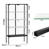Stacked Glass Display Cabinet Steel 4 Tier 160cm - Front View