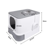 PaWz Cat Litter Box Fully Enclosed Kitty Grey - Front View