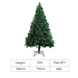 SANTACO 1.8M Christmas Tree with Stand - Front View