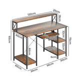 Levede Office Gaming Computer Desk Brown-2006732839713902594